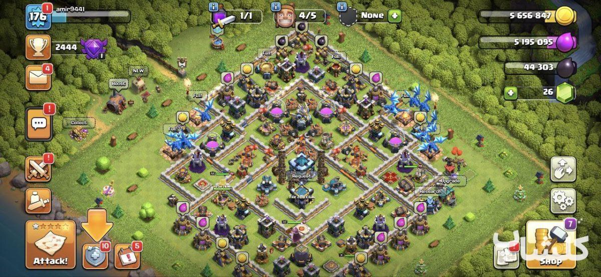 اکانت کلش اف کلنز تان هال 13 لول 176 (کد 39183)