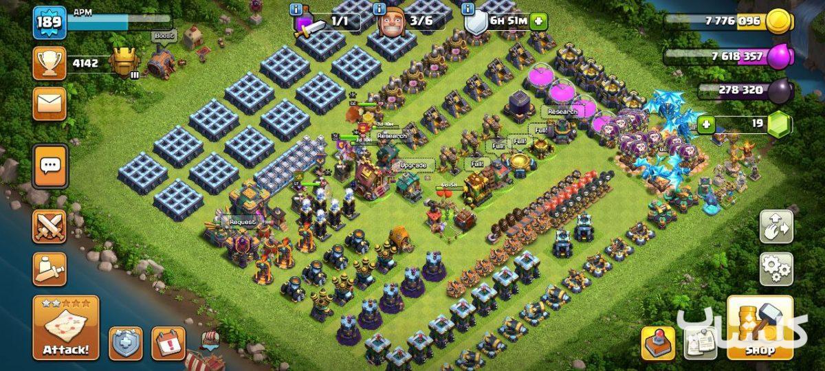 اکانت کلش اف کلنز تان هال 14 لول 189 (کد 42971)