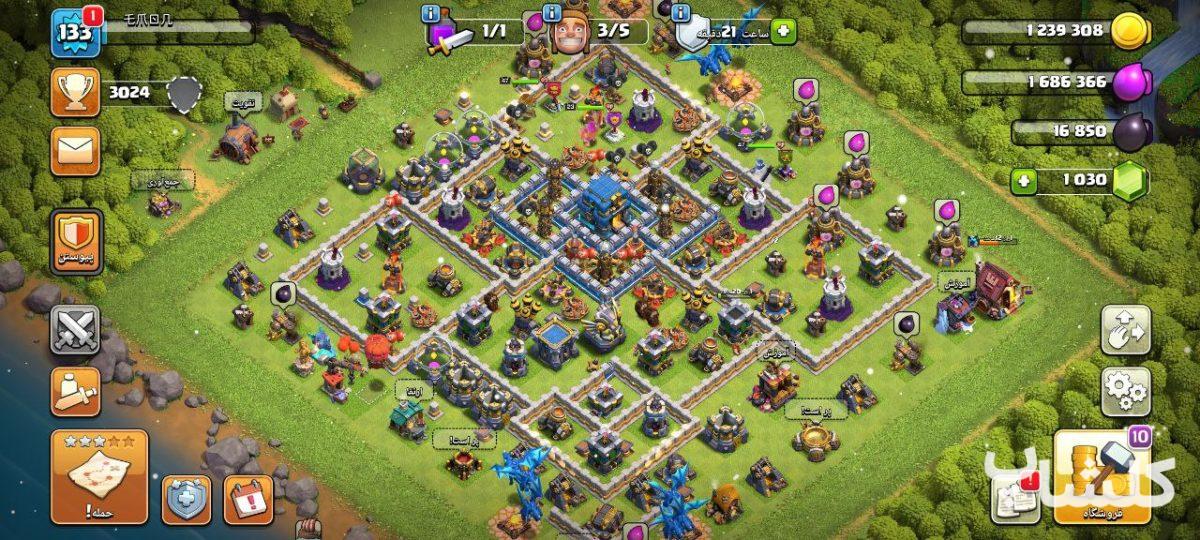 اکانت کلش اف کلنز تان هال 12 لول 133 (کد 48690)