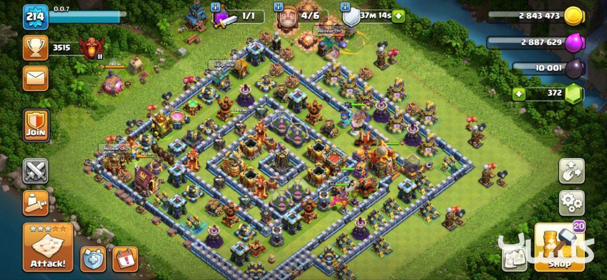 اکانت کلش اف کلنز تان هال 16 لول 214 (کد 65144)