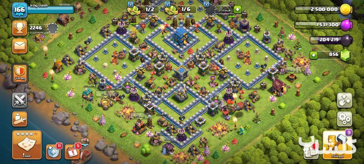 اکانت کلش اف کلنز تان هال 12 لول 167 (کد 69813)