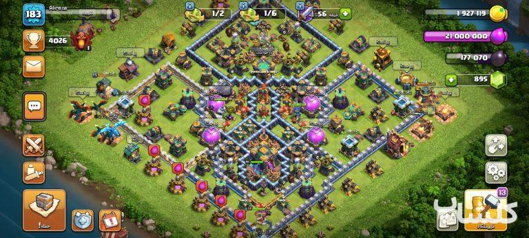 اکانت کلش اف کلنز تان هال 14 لول 183 (کد 73249)