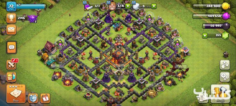 اکانت کلش اف کلنز تان هال 10 لول 72 (کد 74257)