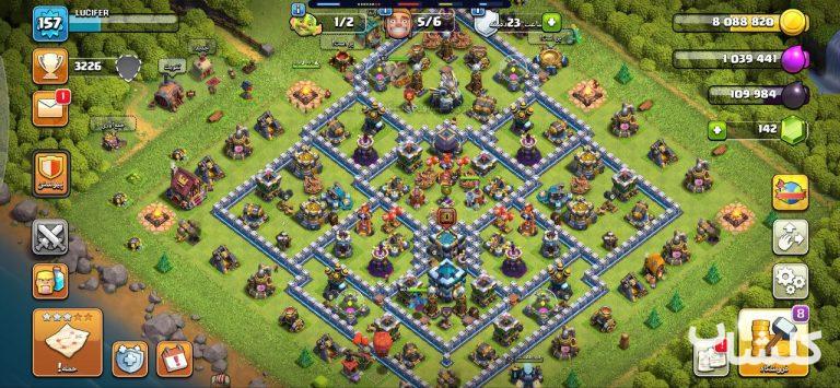 اکانت کلش اف کلنز تان هال 13 لول 157 (کد 87495)