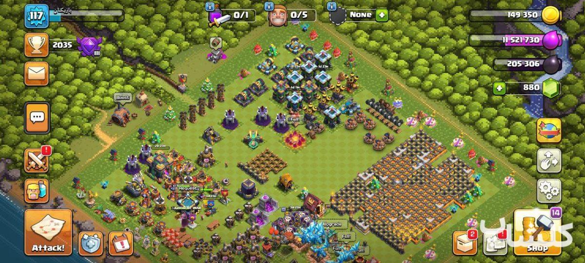 اکانت کلش اف کلنز تان هال 14 لول 117 (کد 102837)