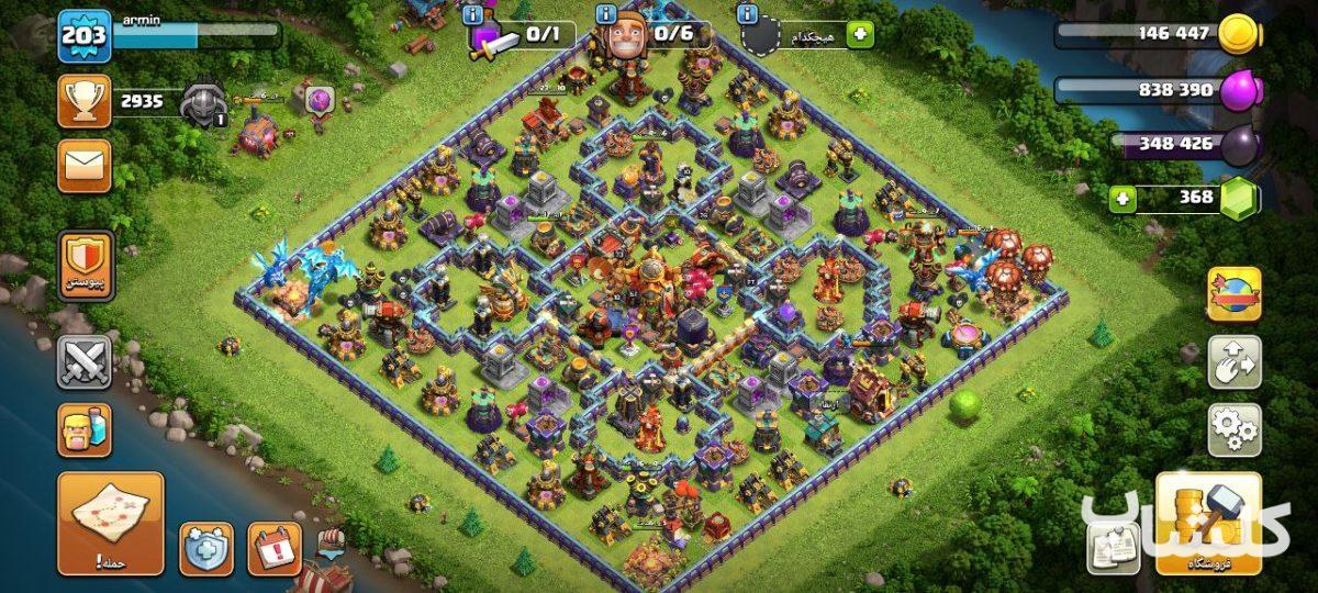 اکانت کلش اف کلنز تان هال 5 لول 19 (کد 103205)