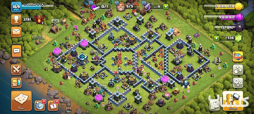 اکانت کلش اف کلنز تان هال 13 لول 169 (کد 123620)