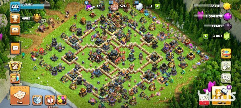 اکانت کلش اف کلنز تان هال 17 لول 232 (کد 115365)