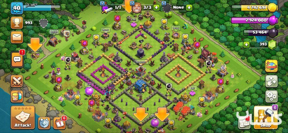 اکانت کلش اف کلنز تان هال 12 لول 40 (کد 115732)