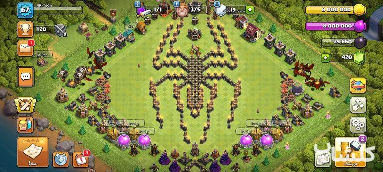 اکانت کلش اف کلنز تان هال 9 لول 67 (کد 137814)