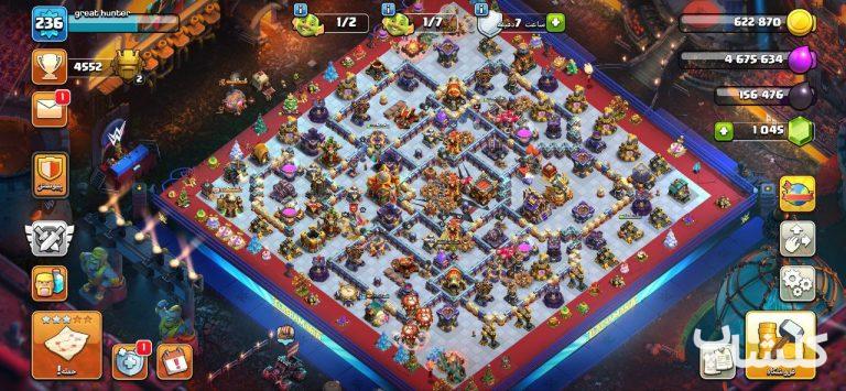 اکانت کلش اف کلنز تان هال 16 لول 236 (کد 128538)