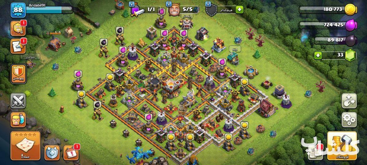 اکانت کلش اف کلنز تان هال 11 لول 88 (کد 166446)