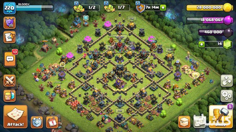 اکانت کلش اف کلنز تان هال 17 لول 220 (کد 167111)