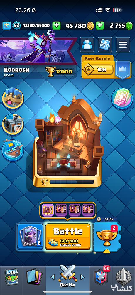 اکانت کلش رویال لول 52 (کد 170184)