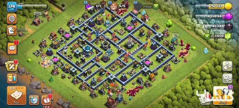 اکانت کلش اف کلنز تان هال 13 لول 174 (کد 185168)