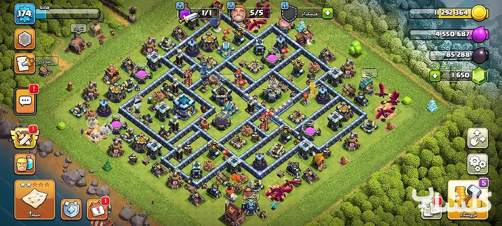 اکانت کلش اف کلنز تان هال 13 لول 174 (کد 185168)