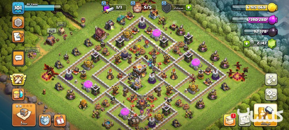 اکانت کلش اف کلنز تان هال 11 لول 101 (کد 172160)