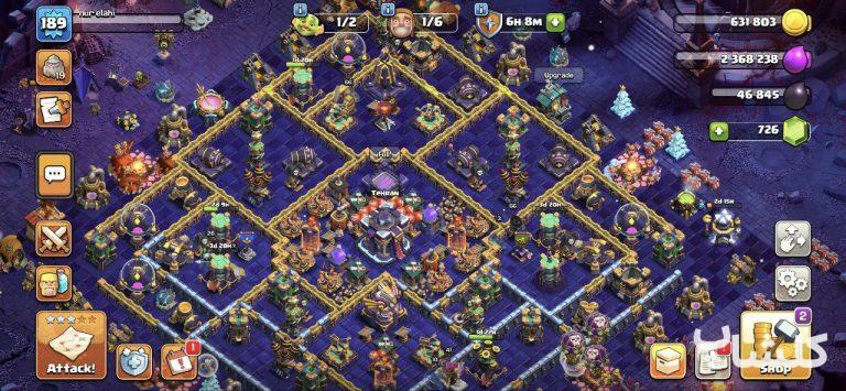 اکانت کلش اف کلنز تان هال 15 لول 189 (کد 177159)