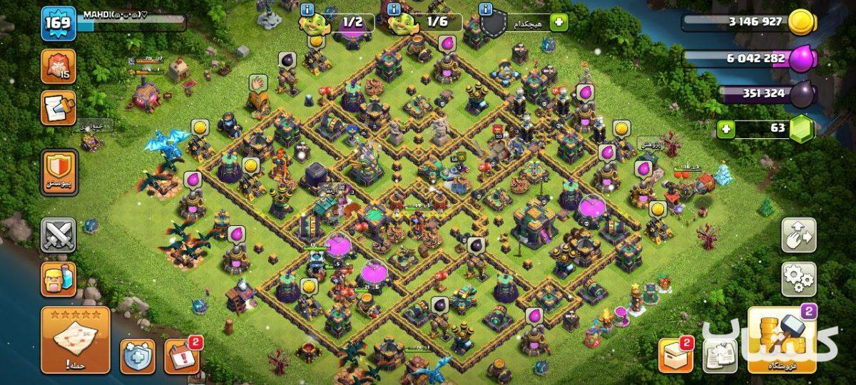 اکانت کلش اف کلنز تان هال 14 لول 169 (کد 177414)