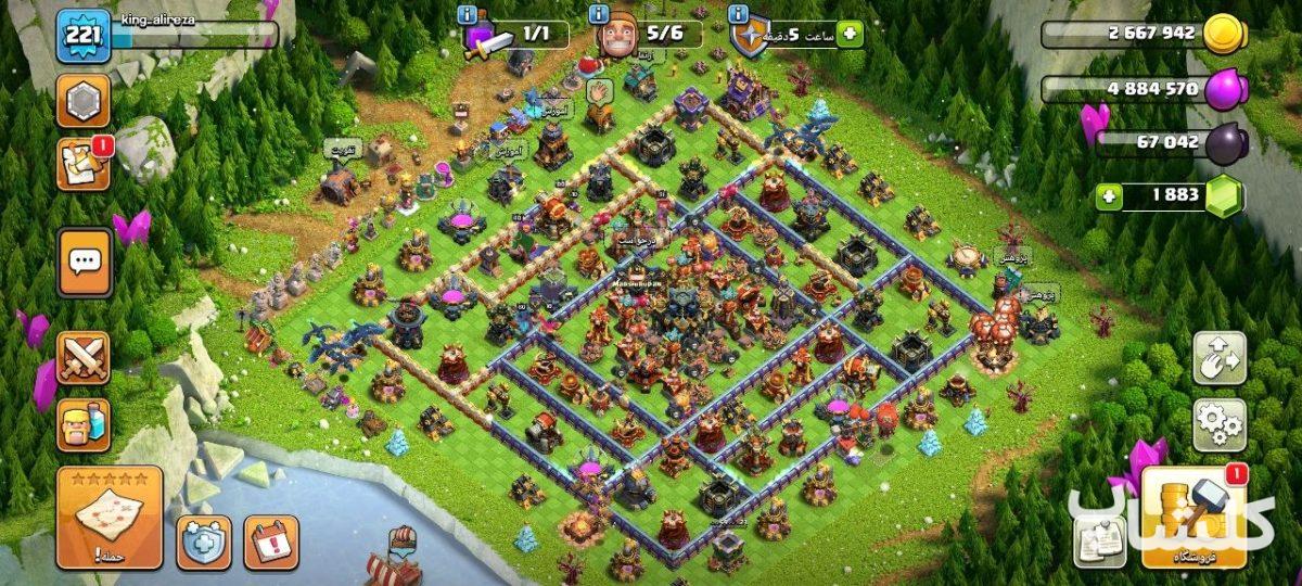 اکانت کلش اف کلنز تان هال 17 لول 221 (کد 180195)