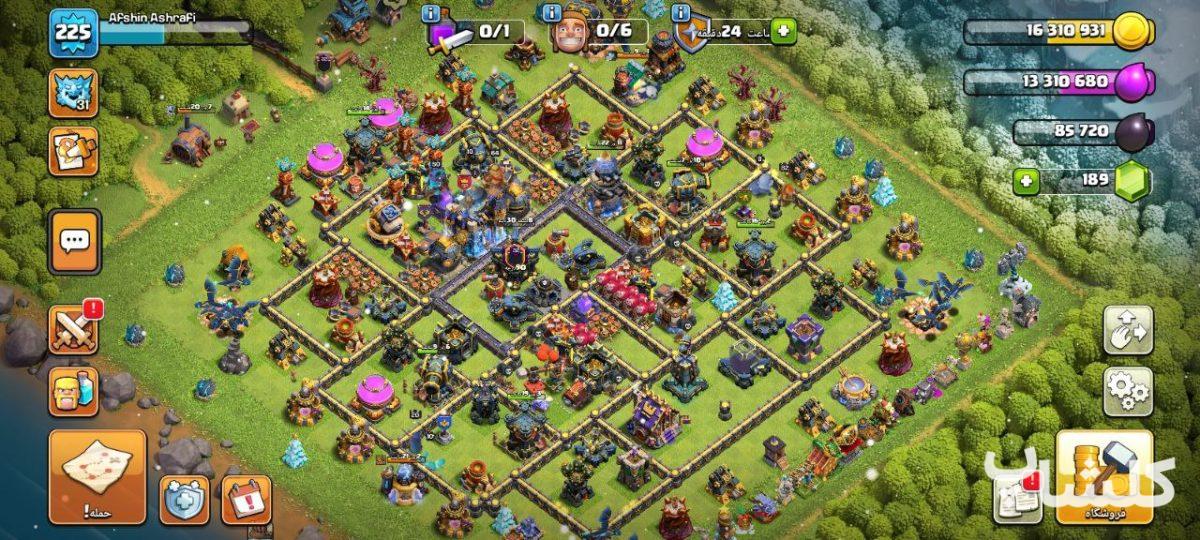 اکانت کلش اف کلنز تان هال 18 لول 225 (کد 181284)