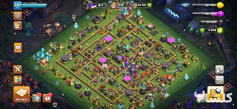 اکانت کلش اف کلنز تان هال 15 لول 207 (کد 179873)