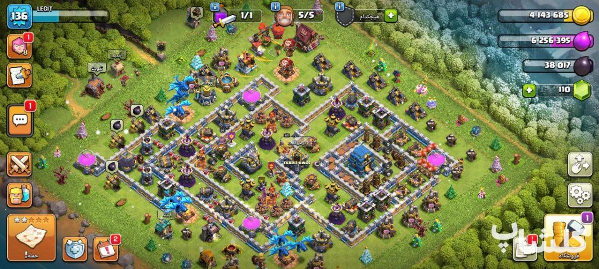 اکانت کلش اف کلنز تان هال 13 لول 145 (کد 185813)