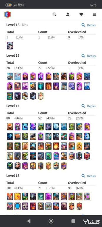 اکانت کلش رویال لول 64 (کد 185932)