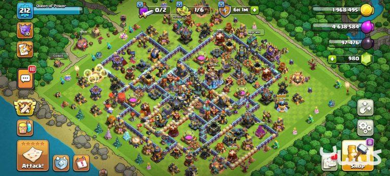 اکانت کلش اف کلنز تان هال 18 لول 212 (کد 186484)