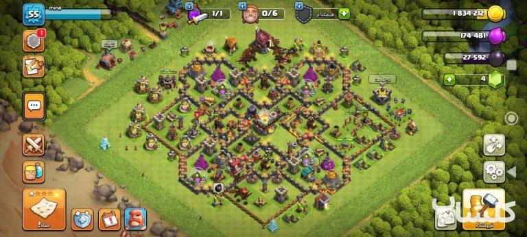 اکانت کلش اف کلنز تان هال 10 لول 55 (کد 188550)