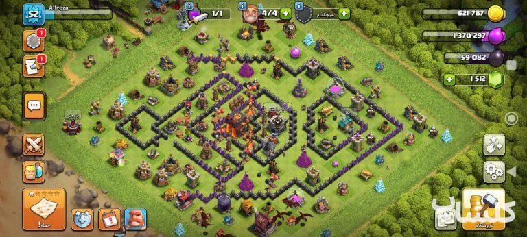 اکانت کلش اف کلنز تان هال 10 لول 52 (کد 188556)