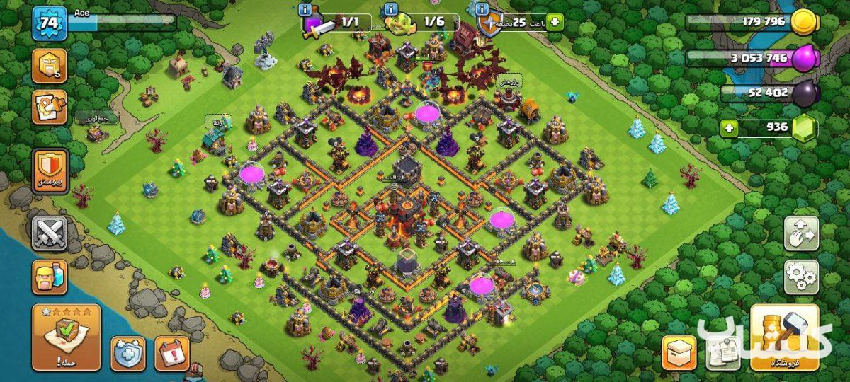 اکانت کلش اف کلنز تان هال 10 لول 74 (کد 189255)