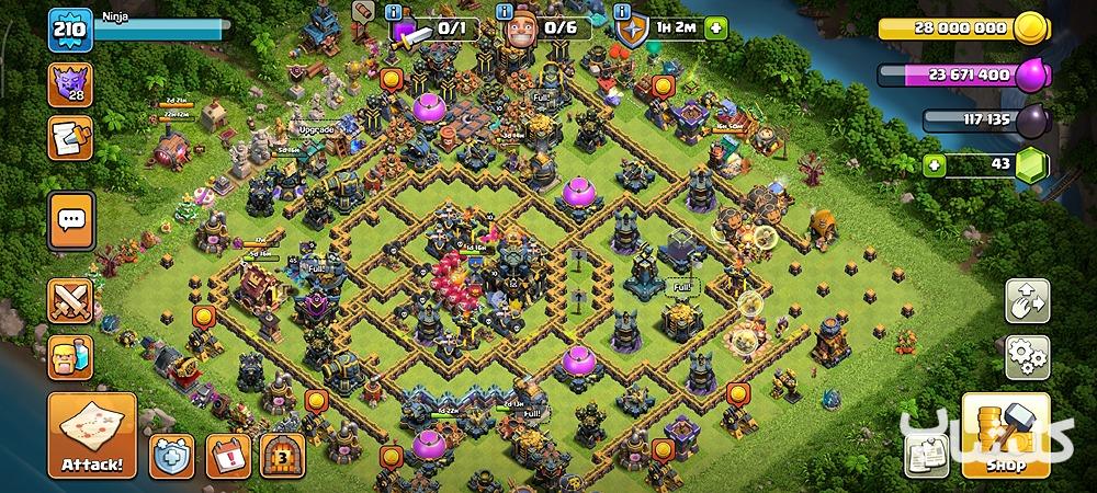 اکانت کلش اف کلنز تان هال 17 لول 210 (کد 197125)