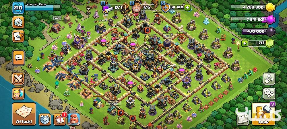 اکانت کلش اف کلنز تان هال 17 لول 210 (کد 195705)