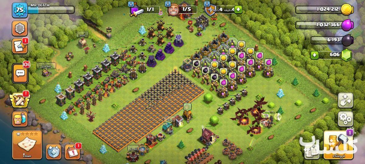 اکانت کلش اف کلنز تان هال 10 لول 75 (کد 189786)