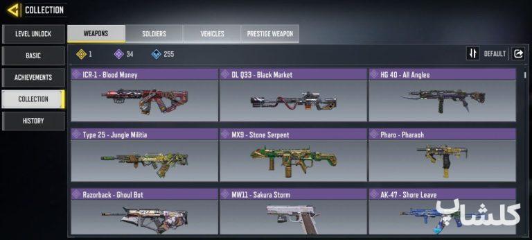 اکانت کال آف دیوتی موبایل لول 164 (کد 190558)