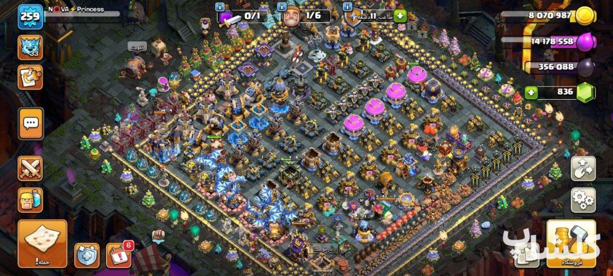 اکانت کلش اف کلنز تان هال 18 لول 259 (کد 193050)