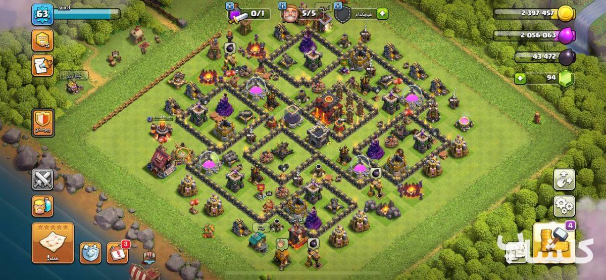 اکانت کلش اف کلنز تان هال 10 لول 63 (کد 193225)