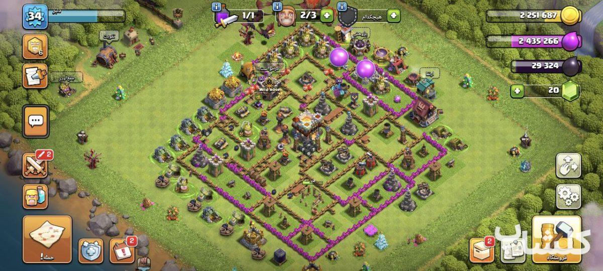 اکانت کلش اف کلنز تان هال 11 لول 34 (کد 194529)