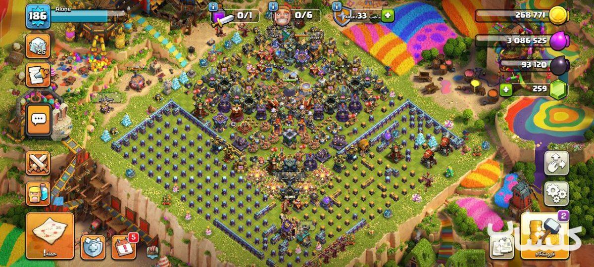 اکانت کلش اف کلنز تان هال 17 لول 186 (کد 195214)