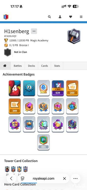 اکانت کلش رویال لول 73 (کد 197376)