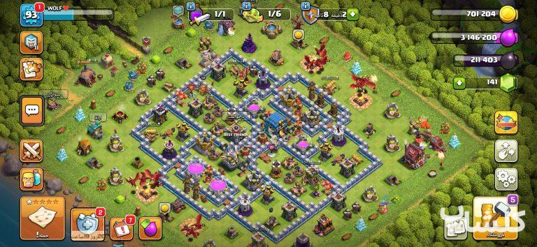 اکانت کلش اف کلنز تان هال 12 لول 93 (کد 211988)
