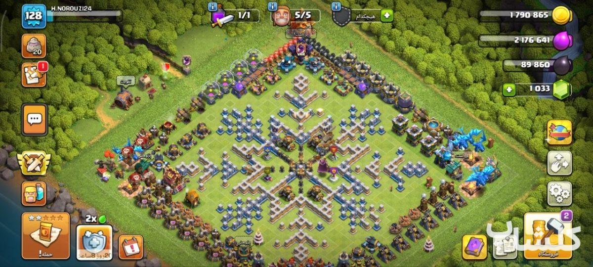 اکانت کلش اف کلنز تان هال 16 لول 128 (کد 223630)